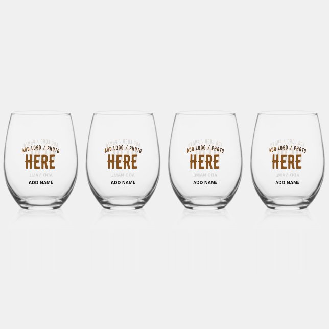 STYLISH MODERN CUSTOMIZABLE CLEAR VERIFIED BRANDED STEMLESS WINE GLASS (Front)