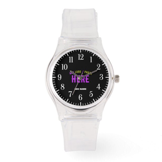 STYLISH MODERN CUSTOMIZABLE CLEAR VERIFIED BRANDED WATCH (Front)