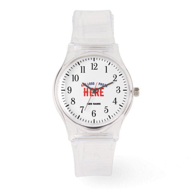 STYLISH MODERN CUSTOMIZABLE CLEAR VERIFIED BRANDED WATCH (Front)