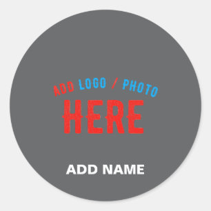 STYLISH MODERN CUSTOMIZABLE GREY VERIFIED BRANDED CLASSIC ROUND STICKER