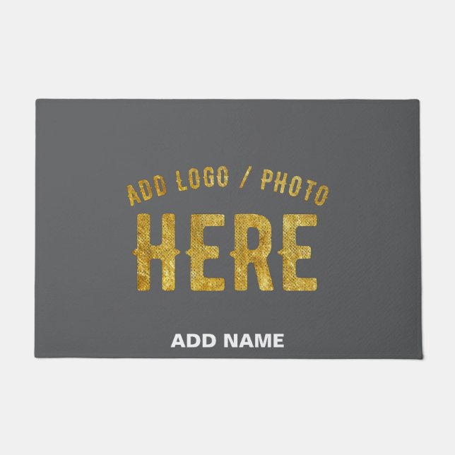 STYLISH MODERN CUSTOMIZABLE GREY VERIFIED BRANDED DOORMAT (Front)