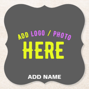 STYLISH MODERN CUSTOMIZABLE GREY VERIFIED BRANDED PAPER COASTER