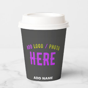 STYLISH MODERN CUSTOMIZABLE GREY VERIFIED BRANDED PAPER CUPS