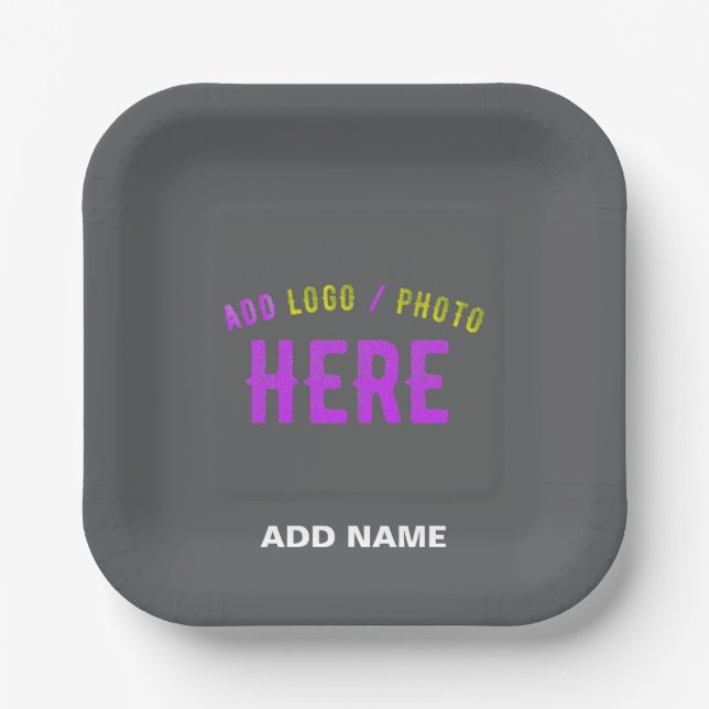 STYLISH MODERN CUSTOMIZABLE GREY VERIFIED BRANDED PAPER PLATE (Front)