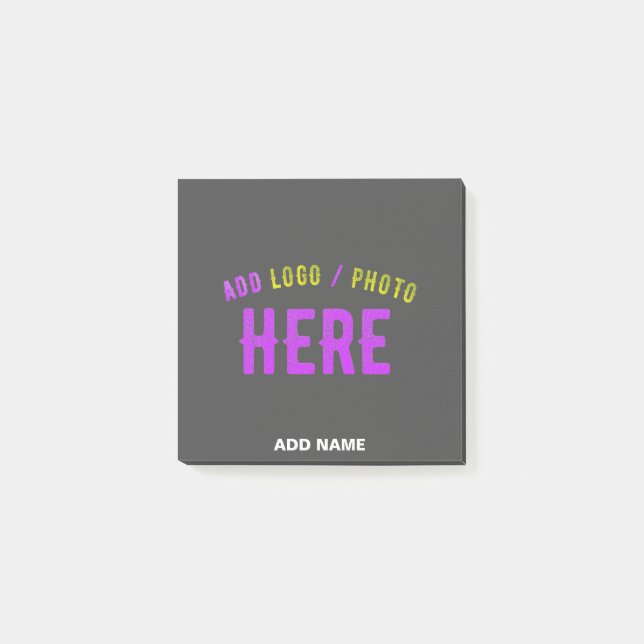 STYLISH MODERN CUSTOMIZABLE GREY VERIFIED BRANDED POST-IT NOTES (Front)
