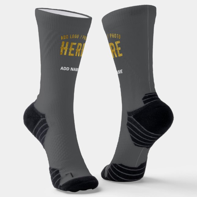 STYLISH MODERN CUSTOMIZABLE GREY VERIFIED BRANDED SOCKS (Angled)