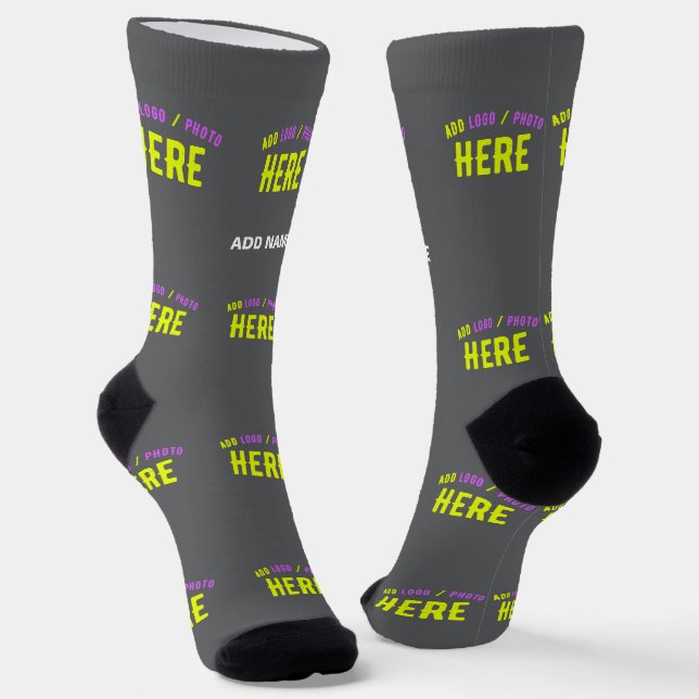 STYLISH MODERN CUSTOMIZABLE GREY VERIFIED BRANDED SOCKS (Angled)