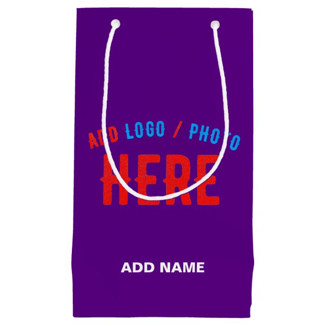 STYLISH MODERN CUSTOMIZABLE INDIGO VERIFIED BRAND SMALL GIFT BAG (Front)