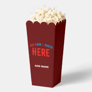 STYLISH MODERN CUSTOMIZABLE OXBLOOD BRAND POPCORN FAVOUR BOX
