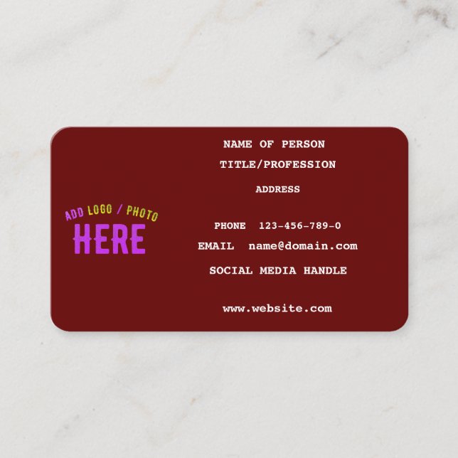 STYLISH MODERN CUSTOMIZABLE OXBLOOD VERIFIED BRAND CALLING CARD (Front)
