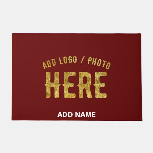 STYLISH MODERN CUSTOMIZABLE OXBLOOD VERIFIED BRAND DOORMAT (Front)