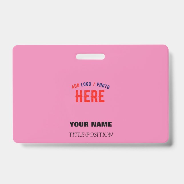 STYLISH MODERN CUSTOMIZABLE PINK VERIFIED BRANDED ID BADGE (Front)