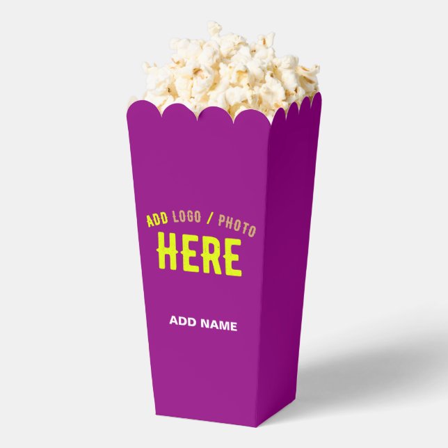 STYLISH MODERN CUSTOMIZABLE PURPLE BRANDED POPCORN FAVOUR BOX (Popped)