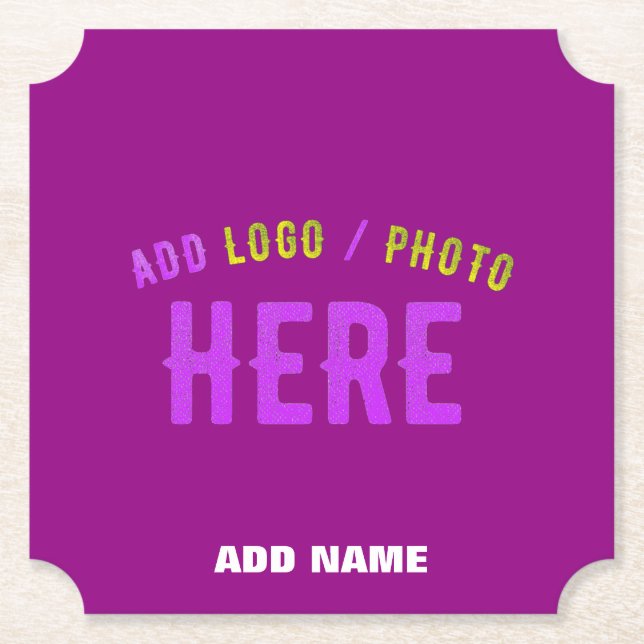 STYLISH MODERN CUSTOMIZABLE PURPLE VERIFIED BRAND PAPER COASTER (Front)