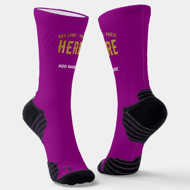 STYLISH MODERN CUSTOMIZABLE PURPLE VERIFIED BRAND SOCKS (Angled)