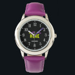 STYLISH MODERN CUSTOMIZABLE PURPLE VERIFIED BRAND WATCH<br><div class="desc">THIS IS A DESIGN FITTING FOR EVERYONE.YOU CAN CHANGE, RESIZE OR ADD LOGO, PHOTO, TEXT AND COLOURS THE WAY YOU LIKE.THANK YOU.</div>