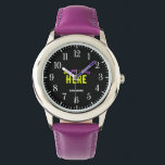 STYLISH MODERN CUSTOMIZABLE PURPLE VERIFIED BRAND WATCH<br><div class="desc">THIS IS A DESIGN FITTING FOR EVERYONE.YOU CAN CHANGE, RESIZE OR ADD LOGO, PHOTO, TEXT AND COLOURS THE WAY YOU LIKE.THANK YOU.</div>