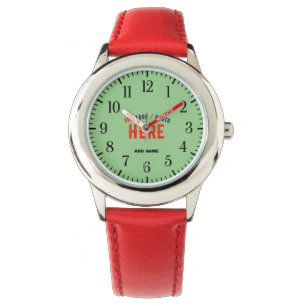 STYLISH MODERN CUSTOMIZABLE RED MINT GREEN BRANDED WATCH