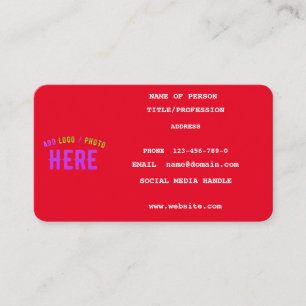 STYLISH MODERN CUSTOMIZABLE RED VERIFIED BRANDED CALLING CARD