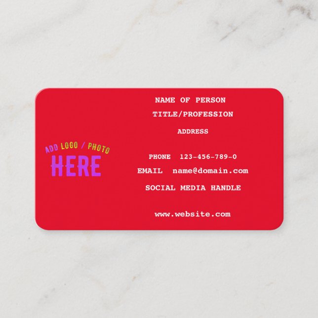 STYLISH MODERN CUSTOMIZABLE RED VERIFIED BRANDED CALLING CARD (Front)