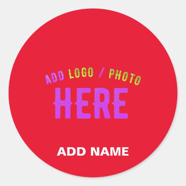 STYLISH MODERN CUSTOMIZABLE RED VERIFIED BRANDED CLASSIC ROUND STICKER (Front)
