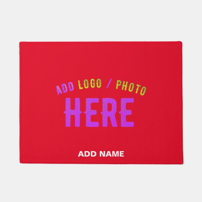 STYLISH MODERN CUSTOMIZABLE RED VERIFIED BRANDED DOORMAT (Front)