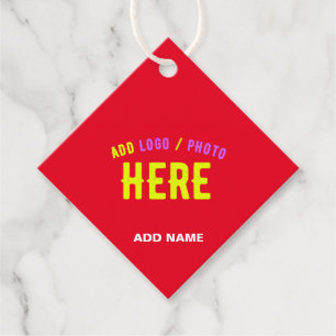 STYLISH MODERN CUSTOMIZABLE RED VERIFIED BRANDED FAVOUR TAGS