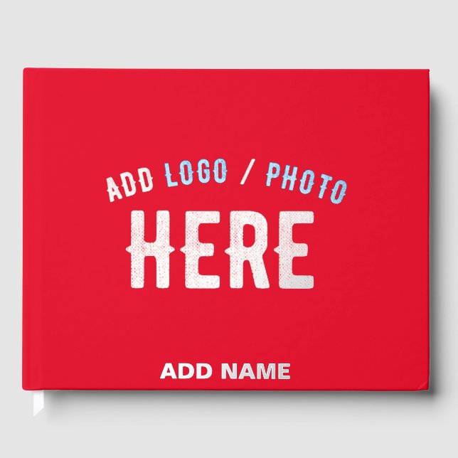 STYLISH MODERN CUSTOMIZABLE RED VERIFIED BRANDED GUEST BOOK (Front)