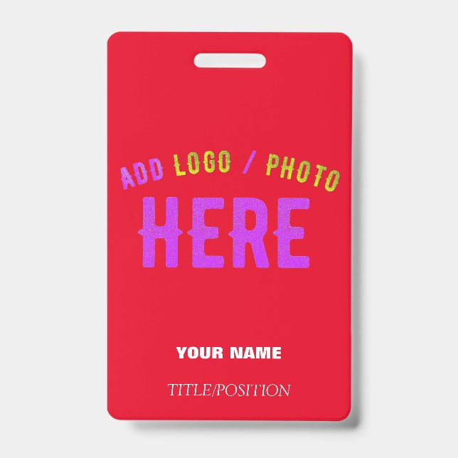 STYLISH MODERN CUSTOMIZABLE RED VERIFIED BRANDED ID BADGE (Front)