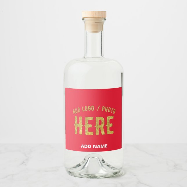 STYLISH MODERN CUSTOMIZABLE RED VERIFIED BRANDED LIQUOR BOTTLE LABEL (Front)