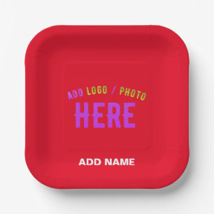 STYLISH MODERN CUSTOMIZABLE RED VERIFIED BRANDED PAPER PLATE