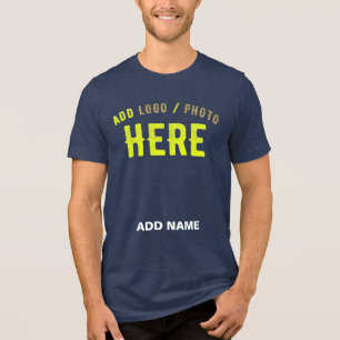 STYLISH MODERN CUSTOMIZABLE SOLID NAVY BLUE BRAND Tri-Blend SHIRT