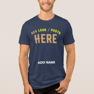 STYLISH MODERN CUSTOMIZABLE SOLID NAVY BLUE BRAND Tri-Blend SHIRT