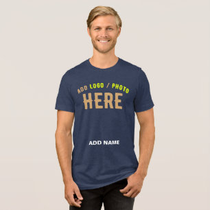 STYLISH MODERN CUSTOMIZABLE SOLID NAVY BLUE BRAND Tri-Blend SHIRT