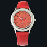 STYLISH MODERN CUSTOMIZABLE TOMATO RED BRANDED WATCH<br><div class="desc">THIS IS A DESIGN FITTING FOR EVERYONE.YOU CAN CHANGE, RESIZE OR ADD LOGO, PHOTO, TEXT AND COLOURS THE WAY YOU LIKE.THANK YOU.</div>