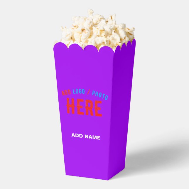 STYLISH MODERN CUSTOMIZABLE VIOLET BRANDED POPCORN FAVOUR BOX (Popped)