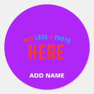 STYLISH MODERN CUSTOMIZABLE VIOLET VERIFIED BRAND CLASSIC ROUND STICKER