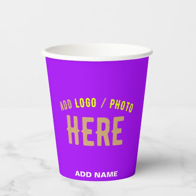 STYLISH MODERN CUSTOMIZABLE VIOLET VERIFIED BRAND PAPER CUPS (Front)