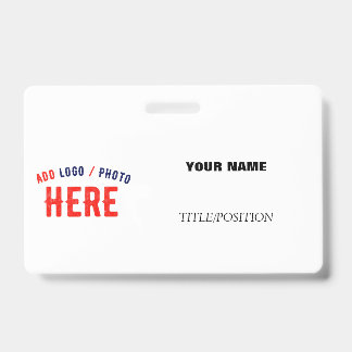 STYLISH MODERN CUSTOMIZABLE WHITE BRAND RECTANGLE ID BADGE