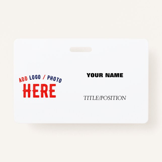 STYLISH MODERN CUSTOMIZABLE WHITE BRAND RECTANGLE ID BADGE (Front)