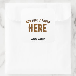 STYLISH MODERN CUSTOMIZABLE WHITE BRANDED BAG SQUARE STICKER