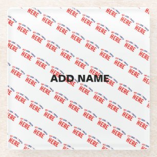 STYLISH MODERN CUSTOMIZABLE WHITE VERIFIED BRAND GLASS COASTER