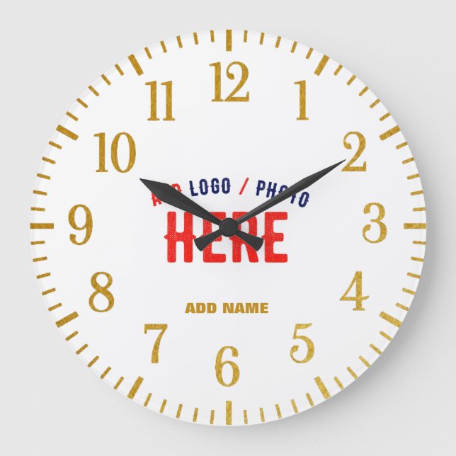 STYLISH MODERN CUSTOMIZABLE WHITE VERIFIED BRAND LARGE CLOCK (Front)