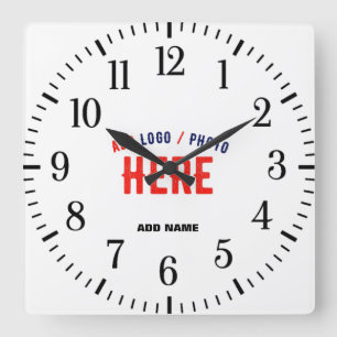 STYLISH MODERN CUSTOMIZABLE WHITE VERIFIED BRAND SQUARE WALL CLOCK