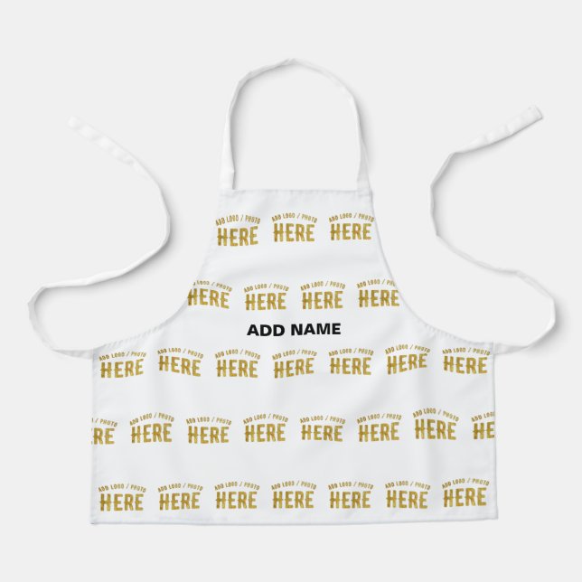 STYLISH MODERN CUSTOMIZABLE WHITE VERIFIED BRANDED APRON (Front)