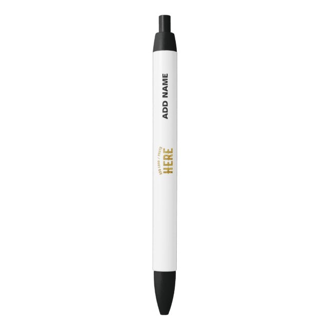 STYLISH MODERN CUSTOMIZABLE WHITE VERIFIED BRANDED BLACK INK PEN (Front Vertical)