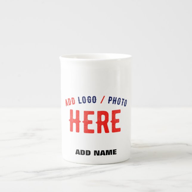 STYLISH MODERN CUSTOMIZABLE WHITE VERIFIED BRANDED BONE CHINA MUG (Front)