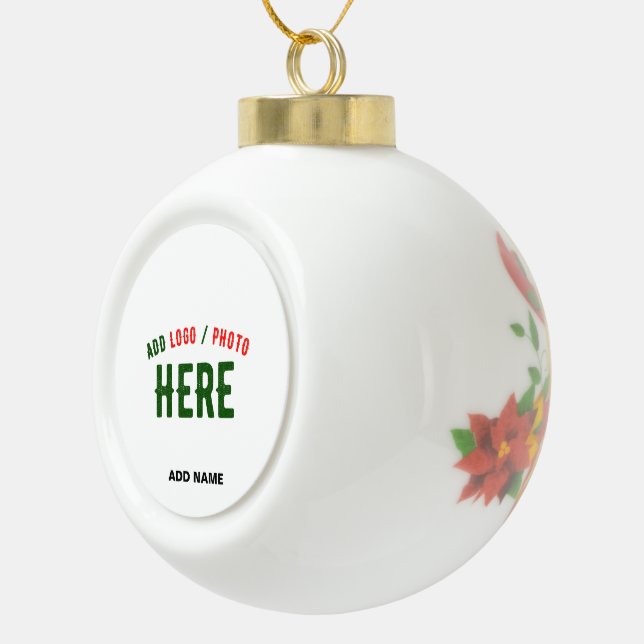 STYLISH MODERN CUSTOMIZABLE WHITE VERIFIED BRANDED CERAMIC BALL CHRISTMAS ORNAMENT (Right)
