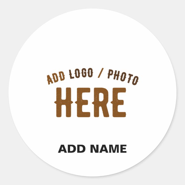 STYLISH MODERN CUSTOMIZABLE WHITE VERIFIED BRANDED CLASSIC ROUND STICKER (Front)