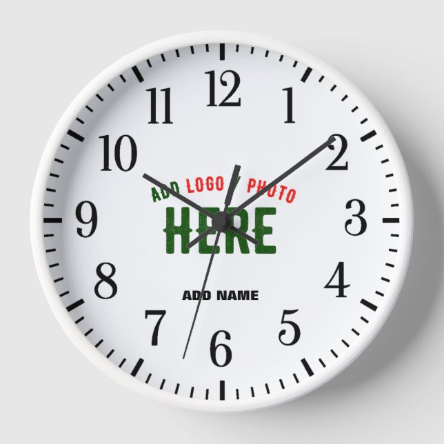 STYLISH MODERN CUSTOMIZABLE WHITE VERIFIED BRANDED CLOCK (Front)